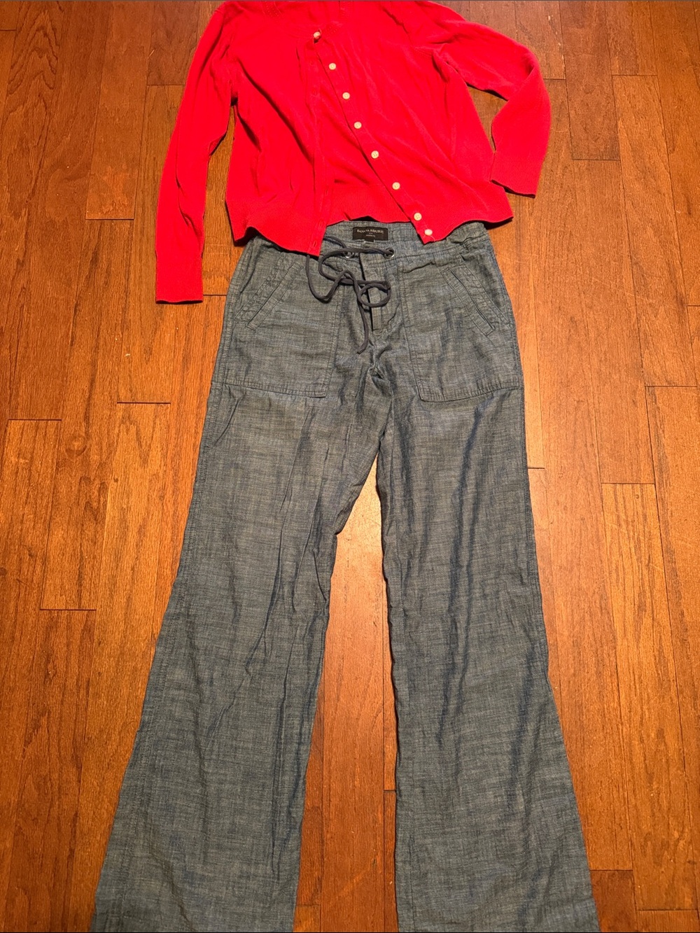 Banana Republic Chambray-Style Wide Leg Pants in Blue